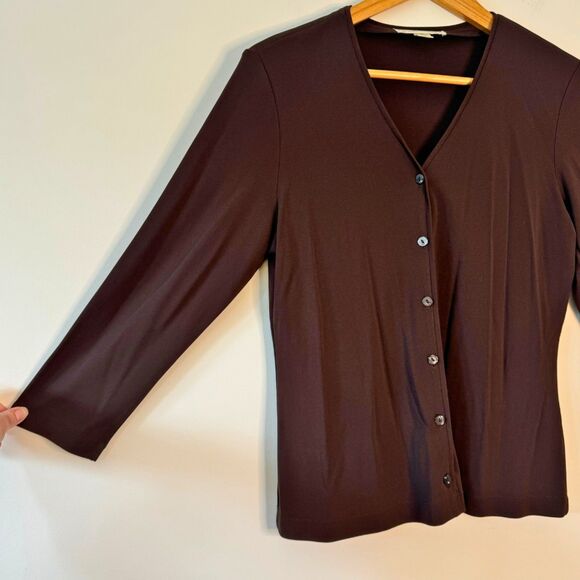 Casual Corner Women's Brown Buttoned Cardigan Size Medium - Picture 2 of 8